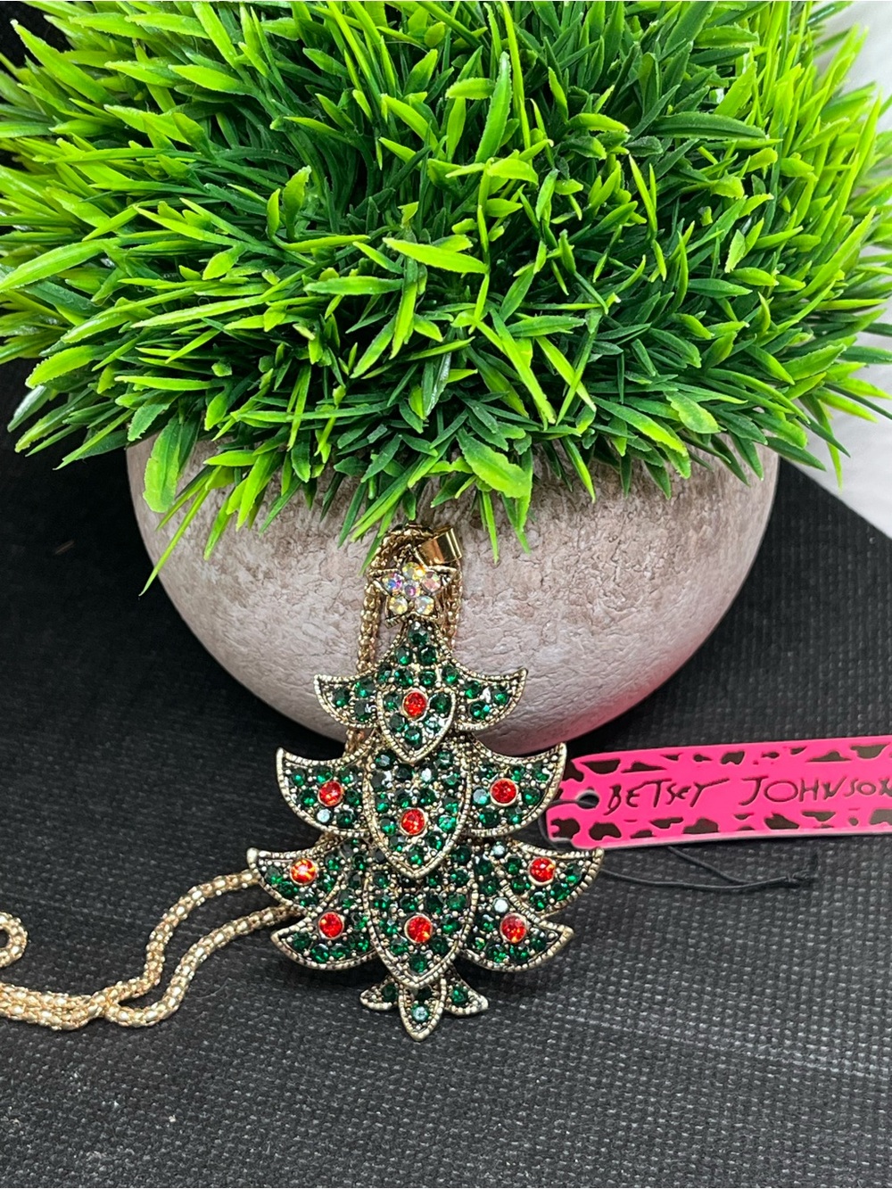 Betsey Johnson 28" Chain Christmas Tree Necklace A1